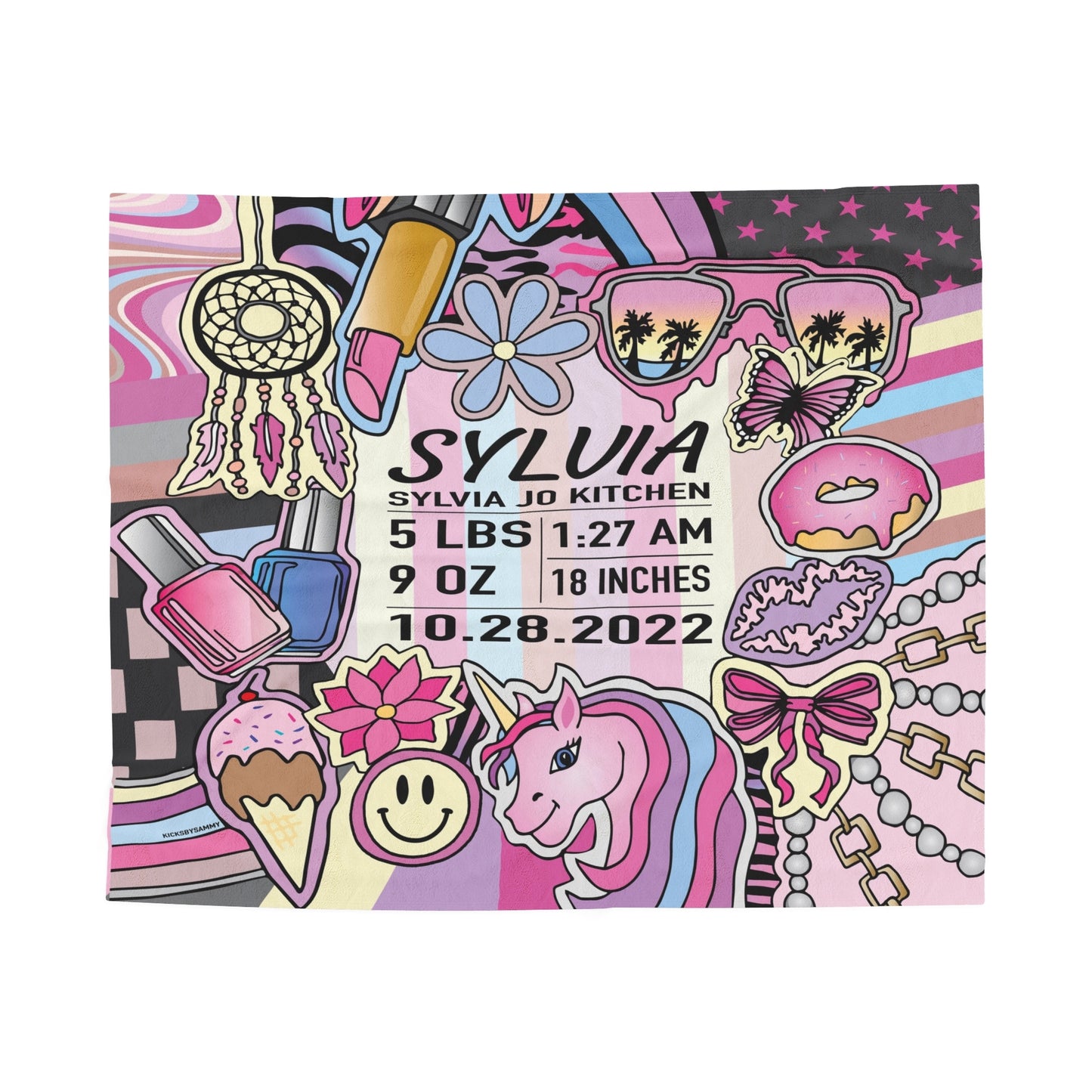 Girl Birth Stats Blanket