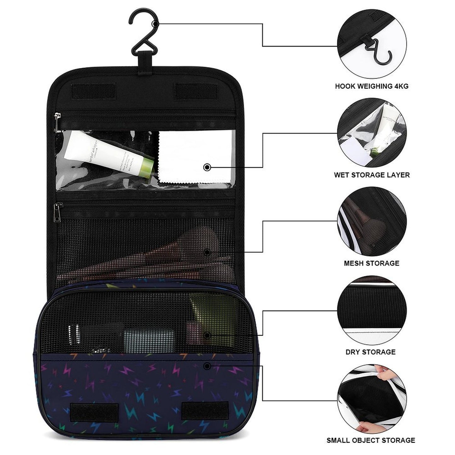 Rainbow Bolts Toiletry Bag