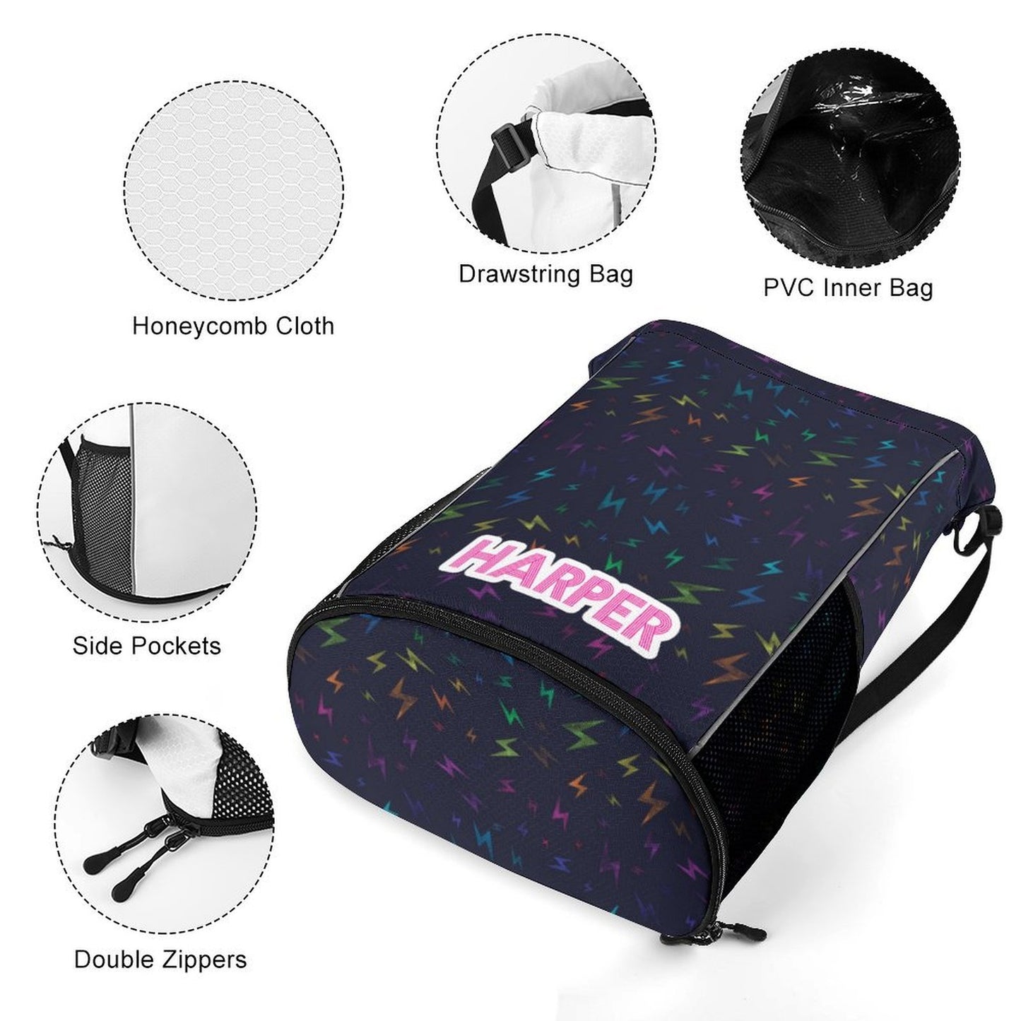 Rainbow Bolts Drawstring