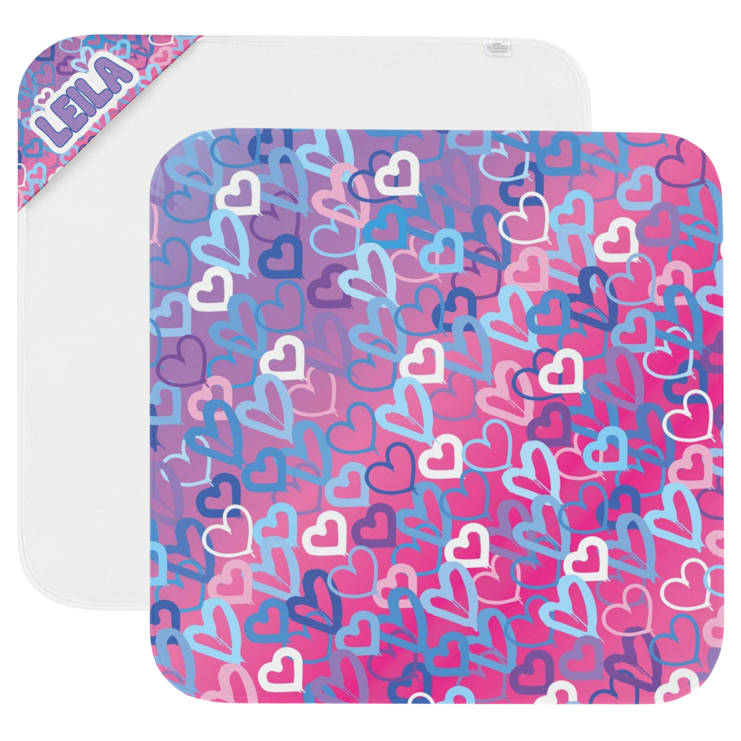 Ombre Hearts Hooded Towel