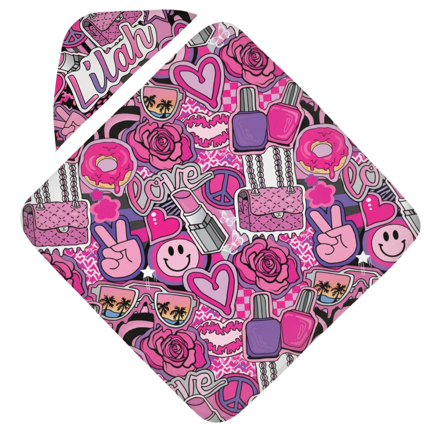 Girlie Girl Lip Hooded Towel