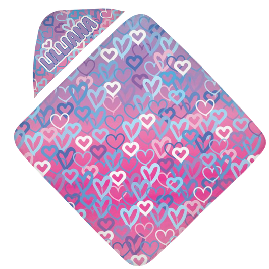 Ombre Hearts Hooded Towel