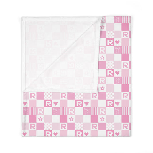 Pink Initials Block Swaddle