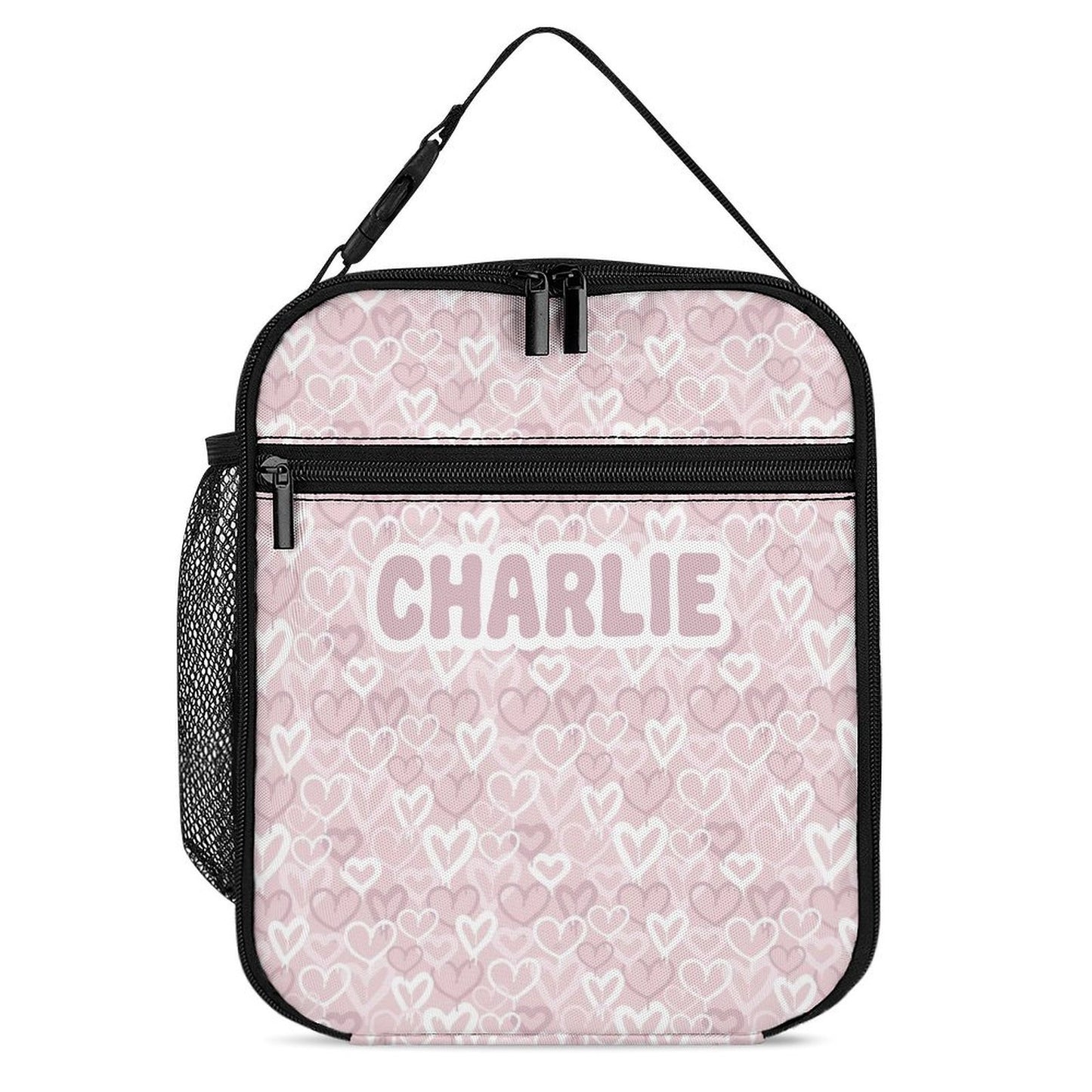 Dusty Pink Hearts Insulated Lunch Box