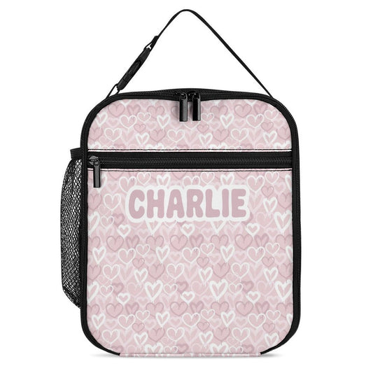 Dusty Pink Hearts Insulated Lunch Box