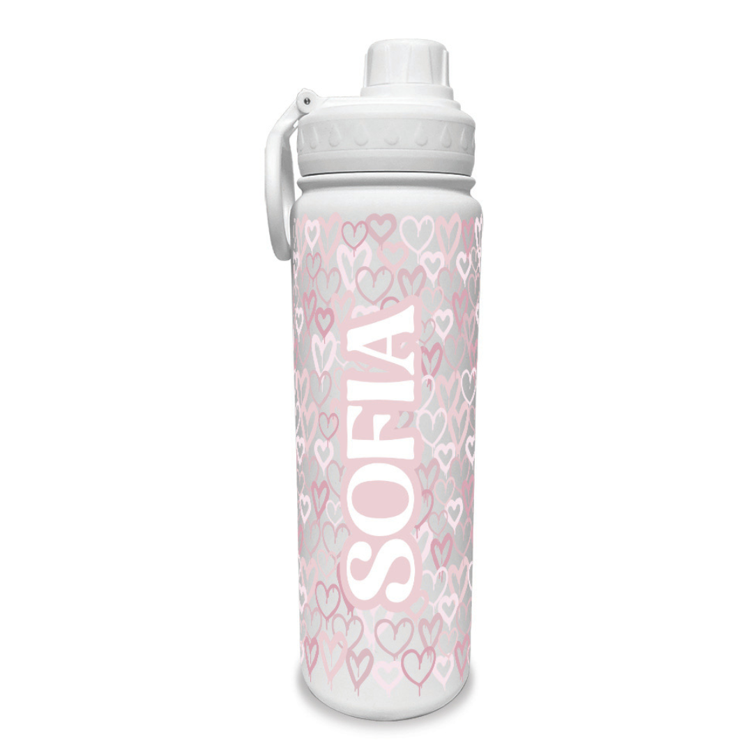Dusty Pink Hearts Water Bottle