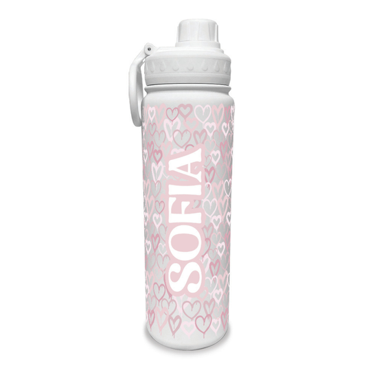 Dusty Pink Hearts Water Bottle