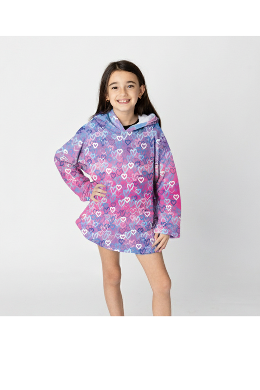 Ombre Hearts Fuzzy Hoodie