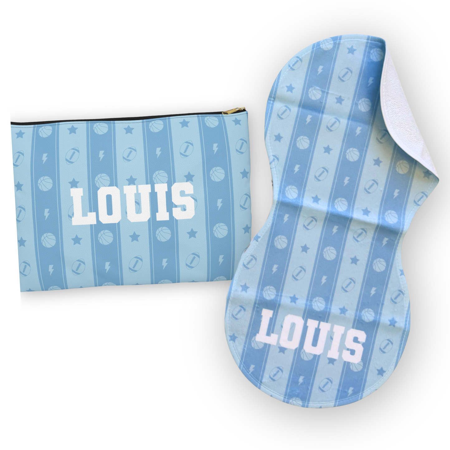 All Star Burp Cloth and Pouch Bundle