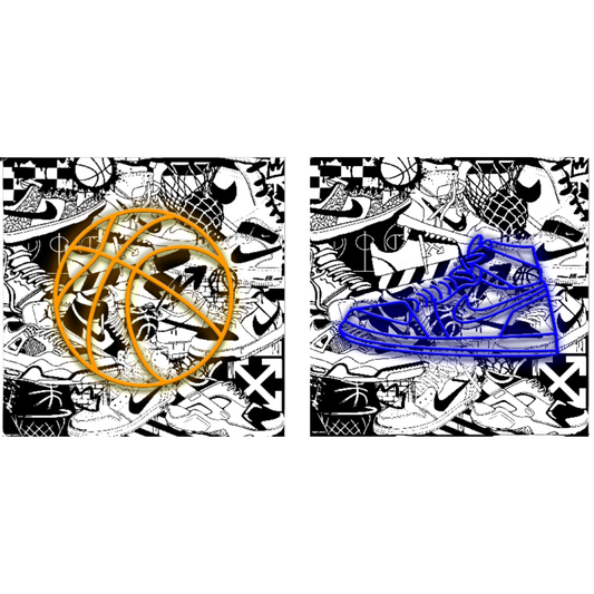 Kick It Basketball and Sneaker Neon Art Set