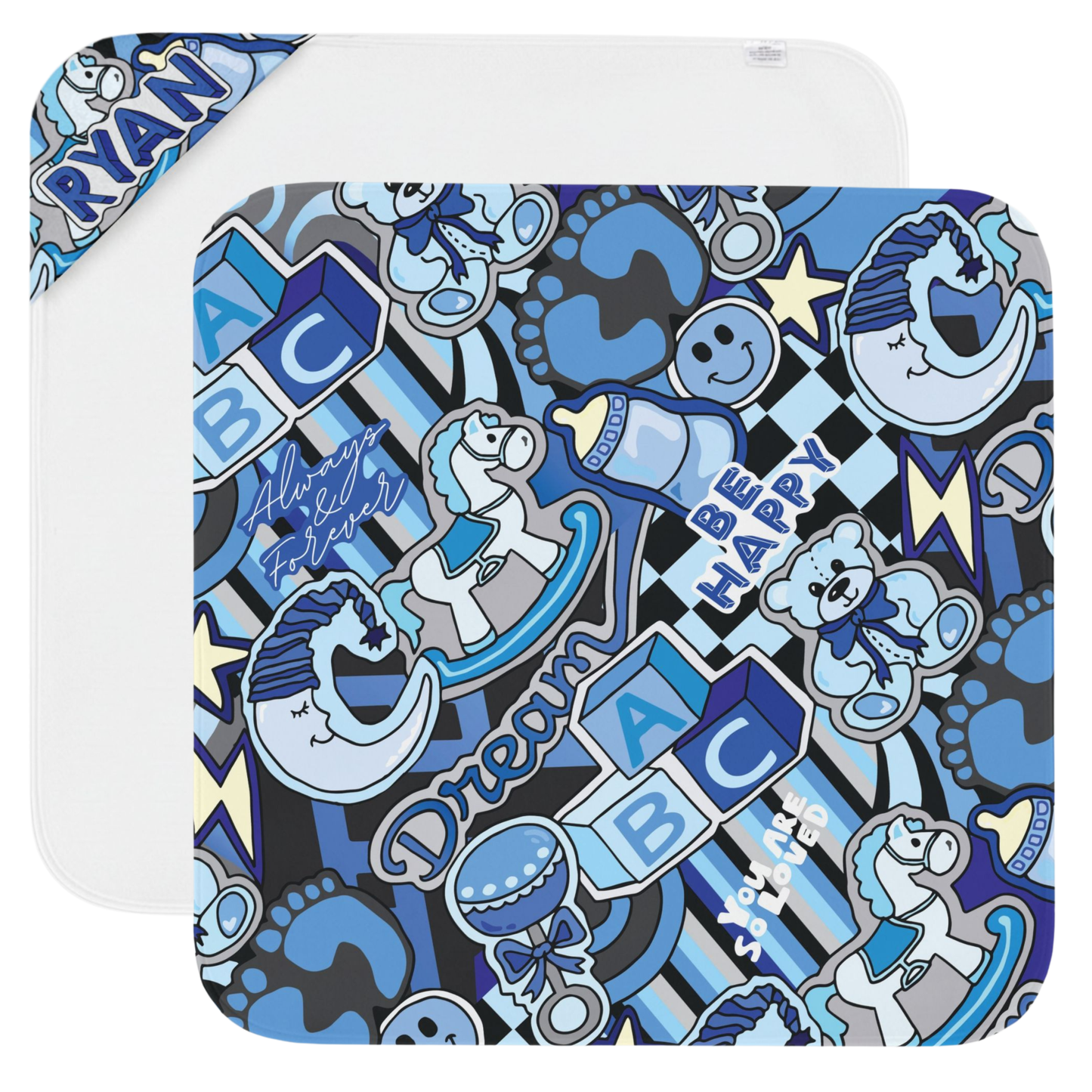 Baby Boy Lullaby Hooded Towel