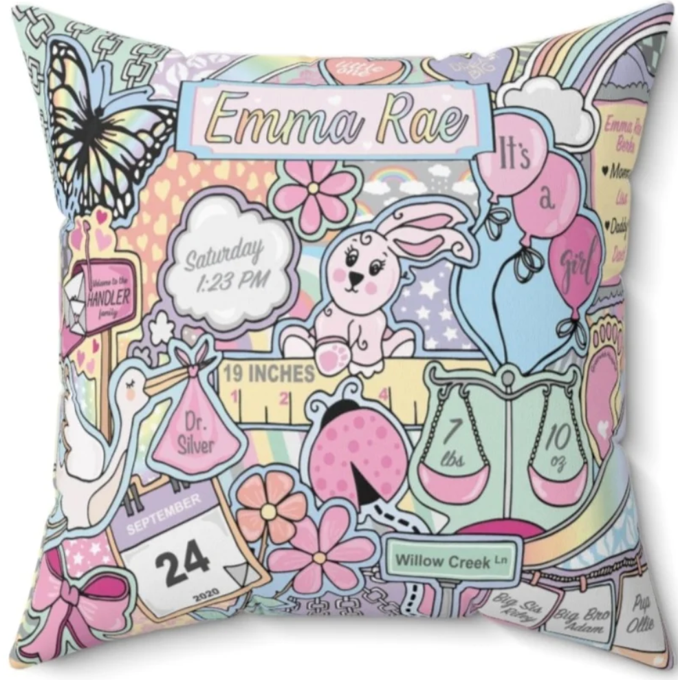 Welcome to the World Girl Throw Pillow