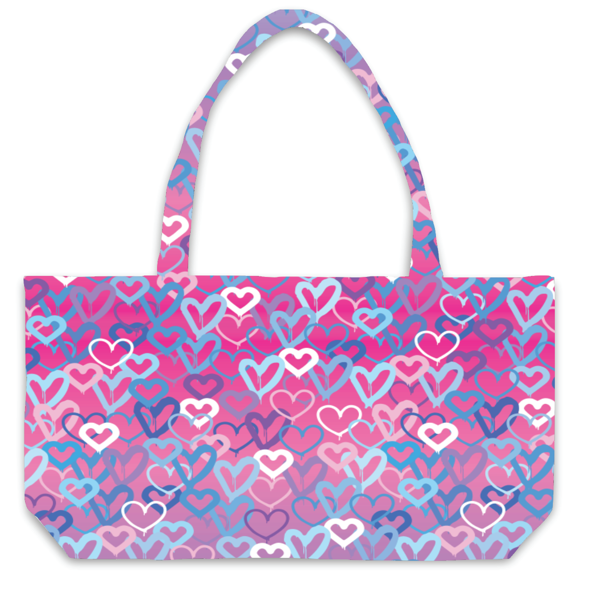 Ombre Hearts Fuzzy Tote Bag