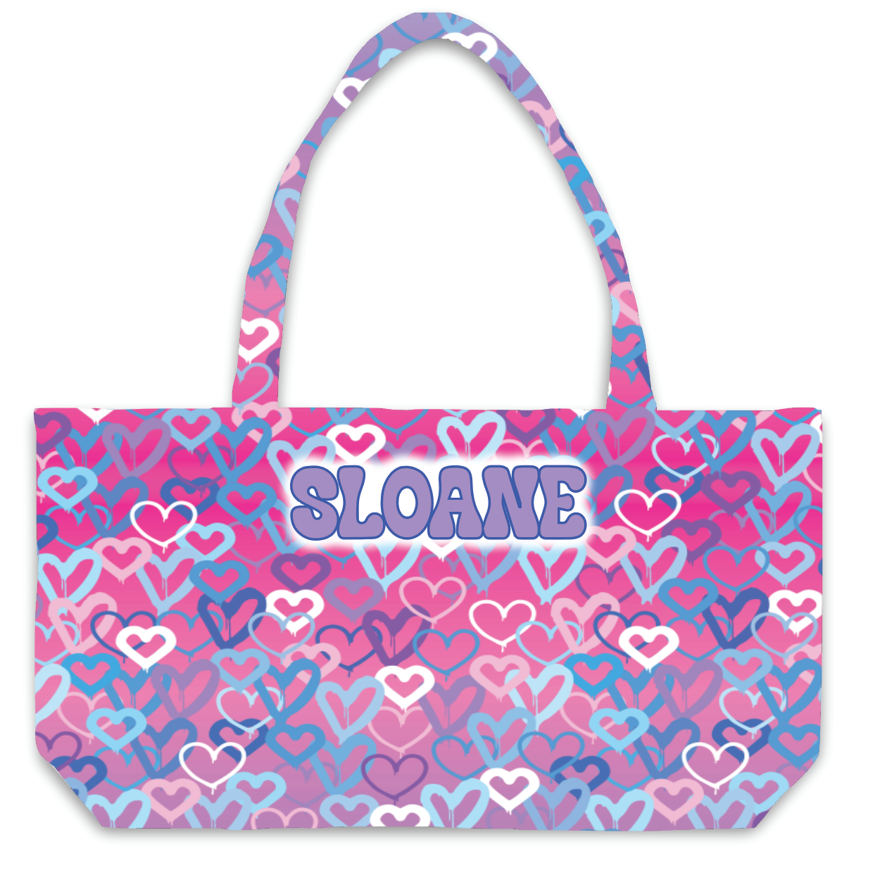 Ombre Hearts Fuzzy Tote Bag