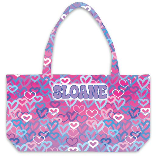 Ombre Hearts Fuzzy Tote Bag