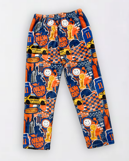New York Basketball Fuzzy Pajama Pants